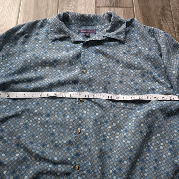 Y2K Urban Tribe Men’s Blue Geometric Short Sleeve Button Up Shirt Size 2XL - Picture 4 of 5